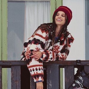 Free People Movement Hit The Slopes Printed Pullover Fleece Sweatshirt